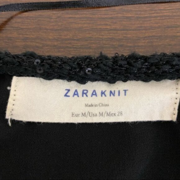 Zara Knit Women’s Two Layer Sequin Crew Neck Sweater Size Medium. - Picture 3 of 11